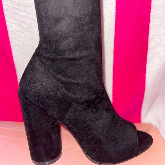 BLACK SUEDE OVER THE KNEE HIGH BOOT - Picture 1 of 4